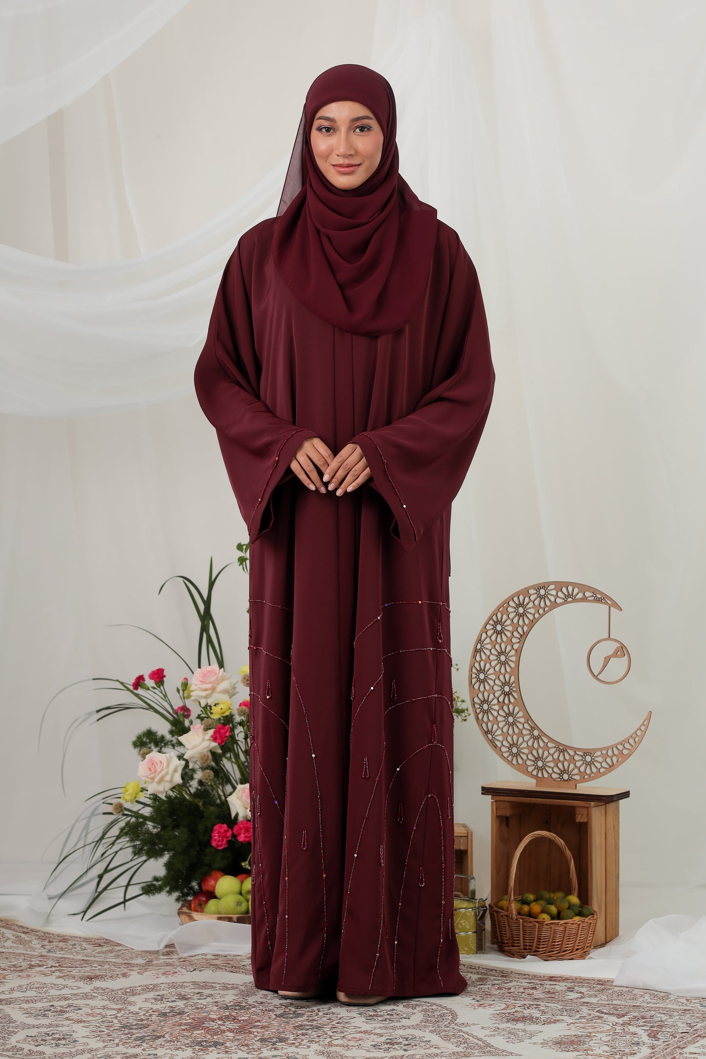 CALISTA ABAYA BURGUNDY