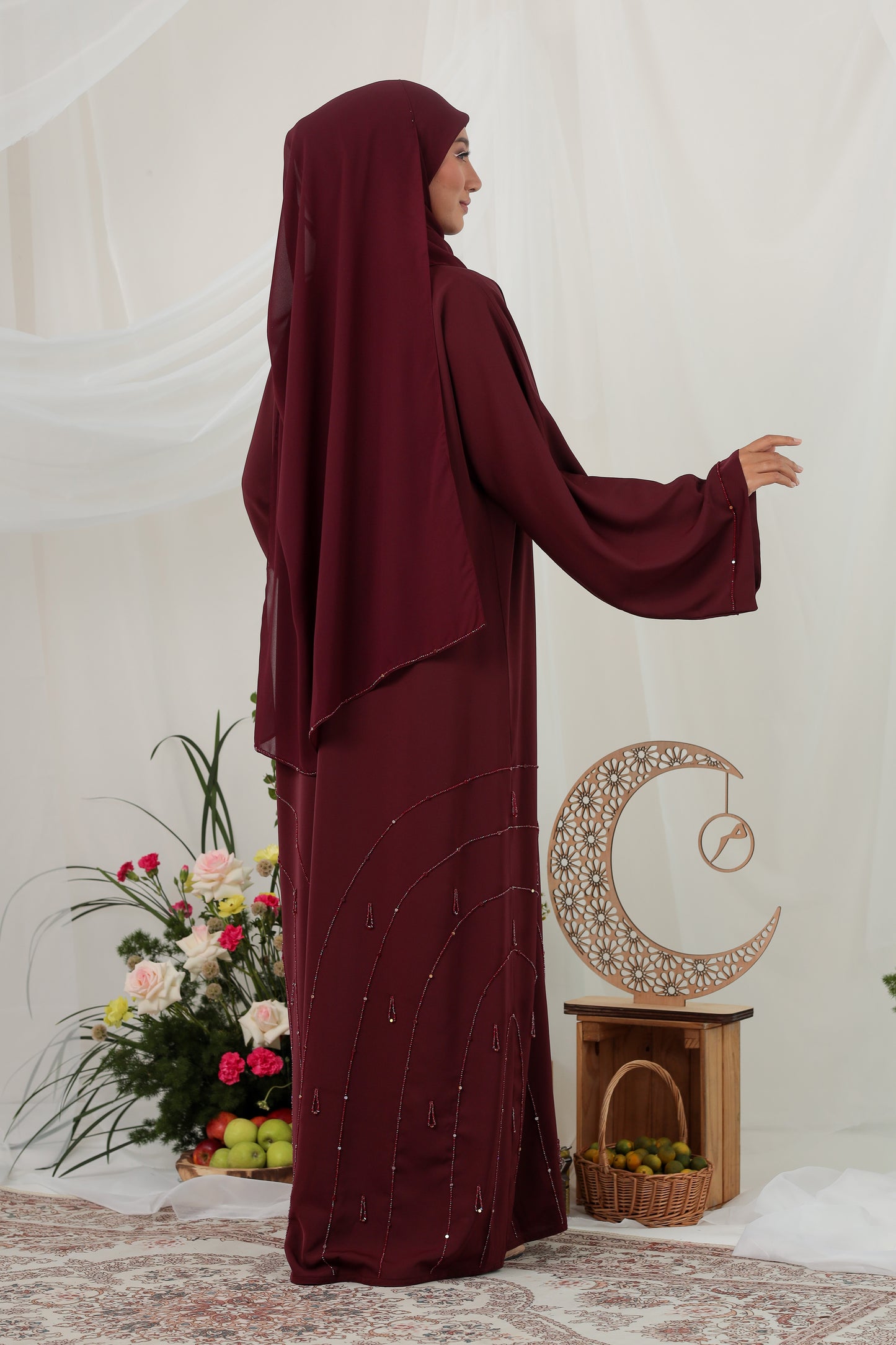 CALISTA ABAYA BURGUNDY