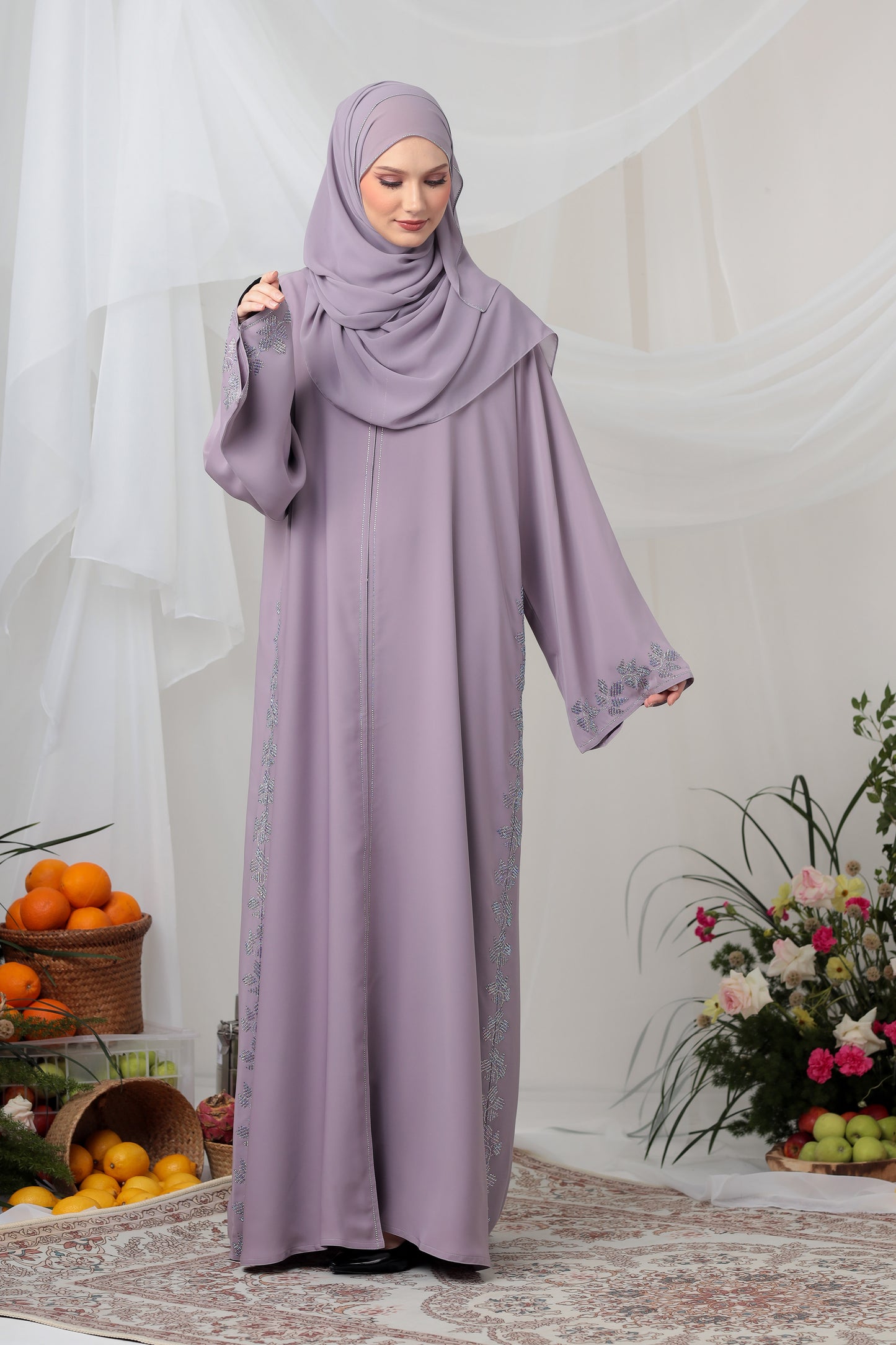 JAWHARA ABAYA DUSTY PURPLE