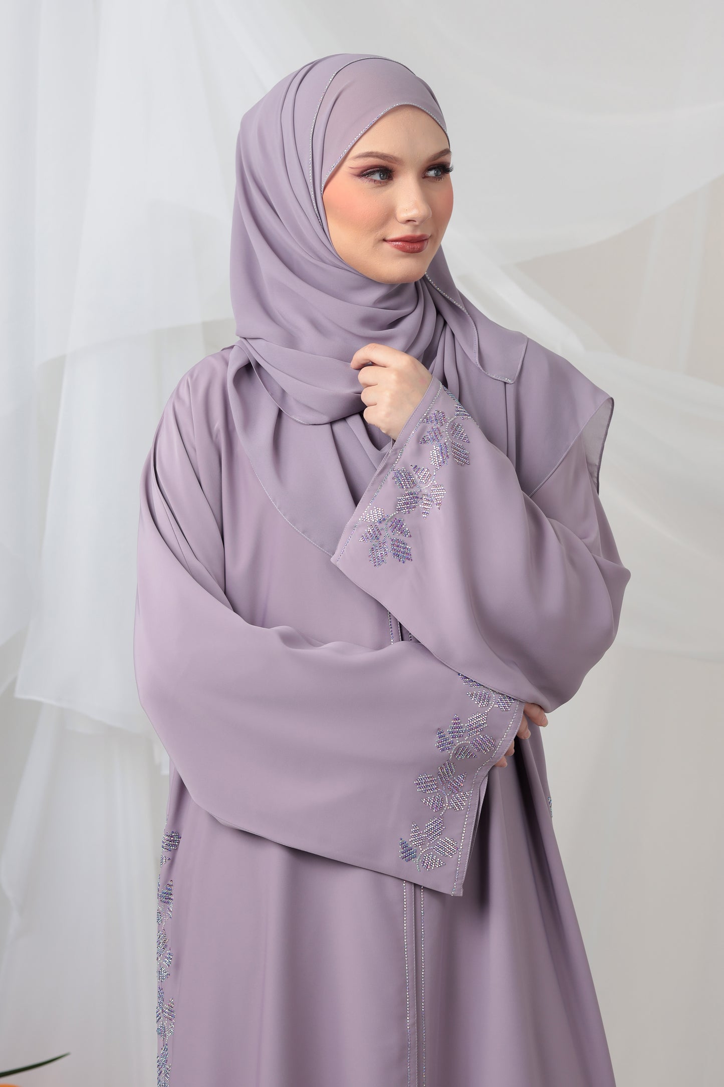 JAWHARA ABAYA DUSTY PURPLE