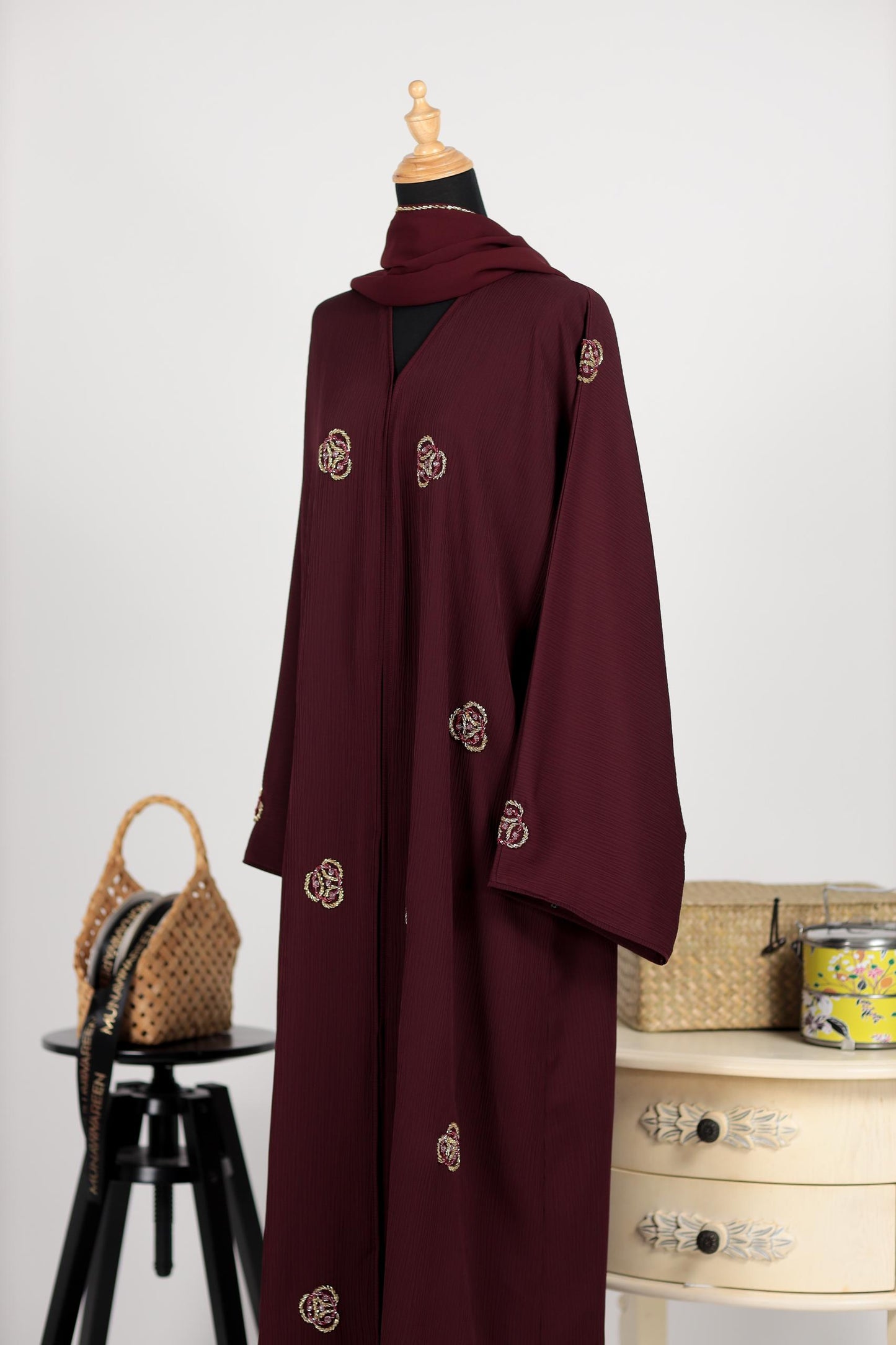 FELORA ABAYA BURGUNDY